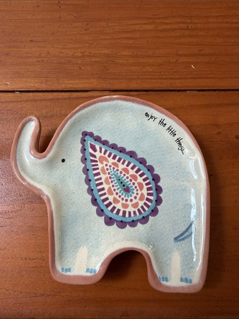 Blue Elephant Trinket Dish with Paisley Accent, NIB - Picture 2 of 4